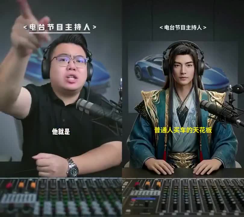 Character comparison: live-action speech and a virtual presenter
